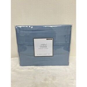 Ashford Solid KING Sky Blue 1500 Thread Count 4 Piece Sheet Set New